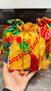 Kite Potli Bags with Fancy Rajasthani Couple Dolls Hand Work Potli Handbag, Lohri/Sankranti Favor, Return Gifts